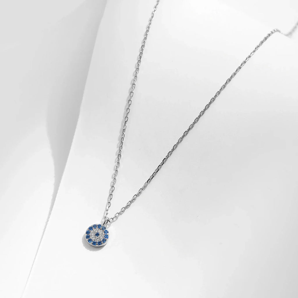 Blue Eye Necklace 925 Sterling Silver Zirconia Eyes Pendant Necklaces Trendy Link Chain Jewelry Gifts For Women Girls