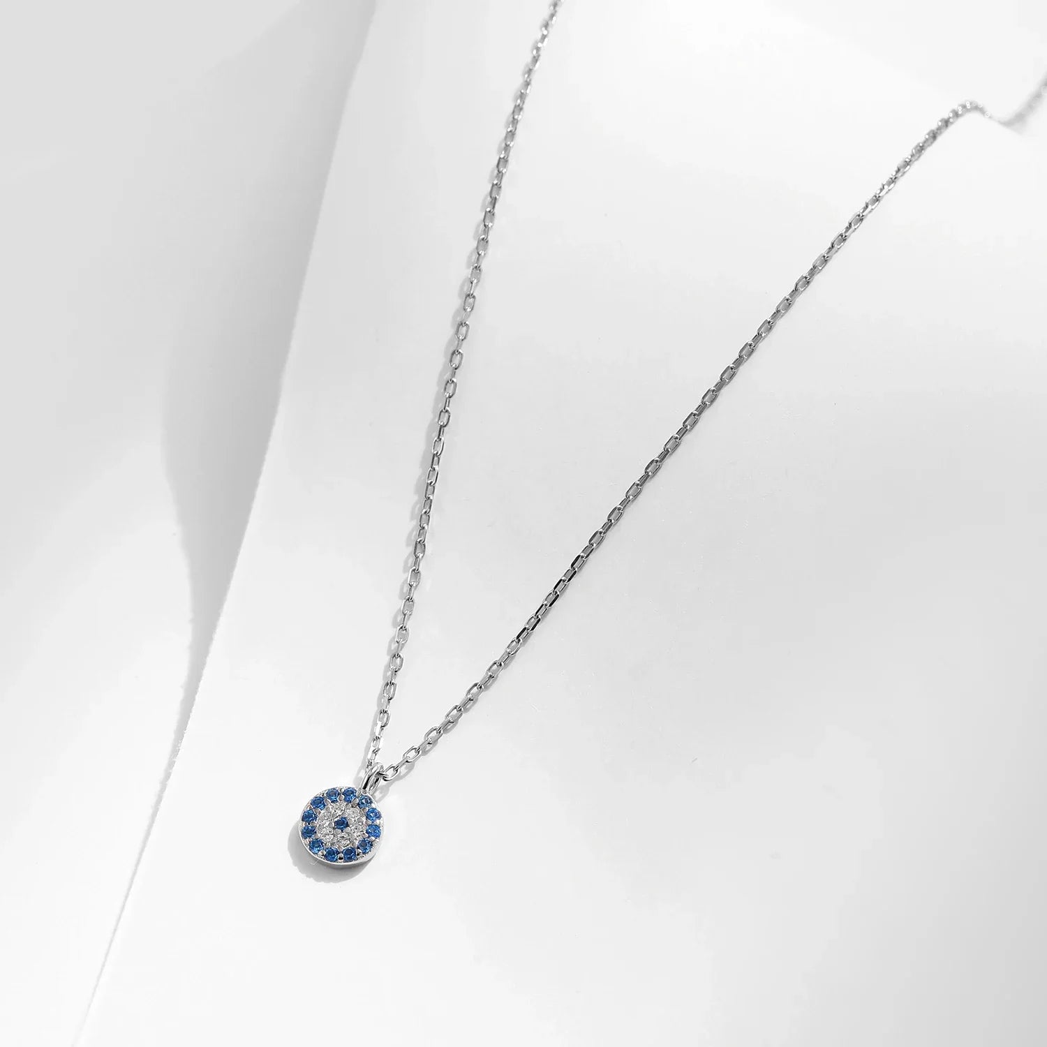 Blue Eye Necklace 925 Sterling Silver Zirconia Eyes Pendant Necklaces Trendy Link Chain Jewelry Gifts For Women Girls