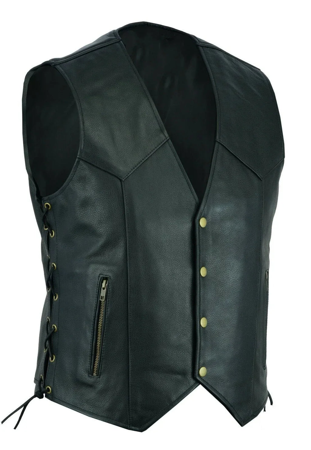 Vest Leather Punk Fashion Casual Coat Motorcycle Vest Men Solid Vest Fleet