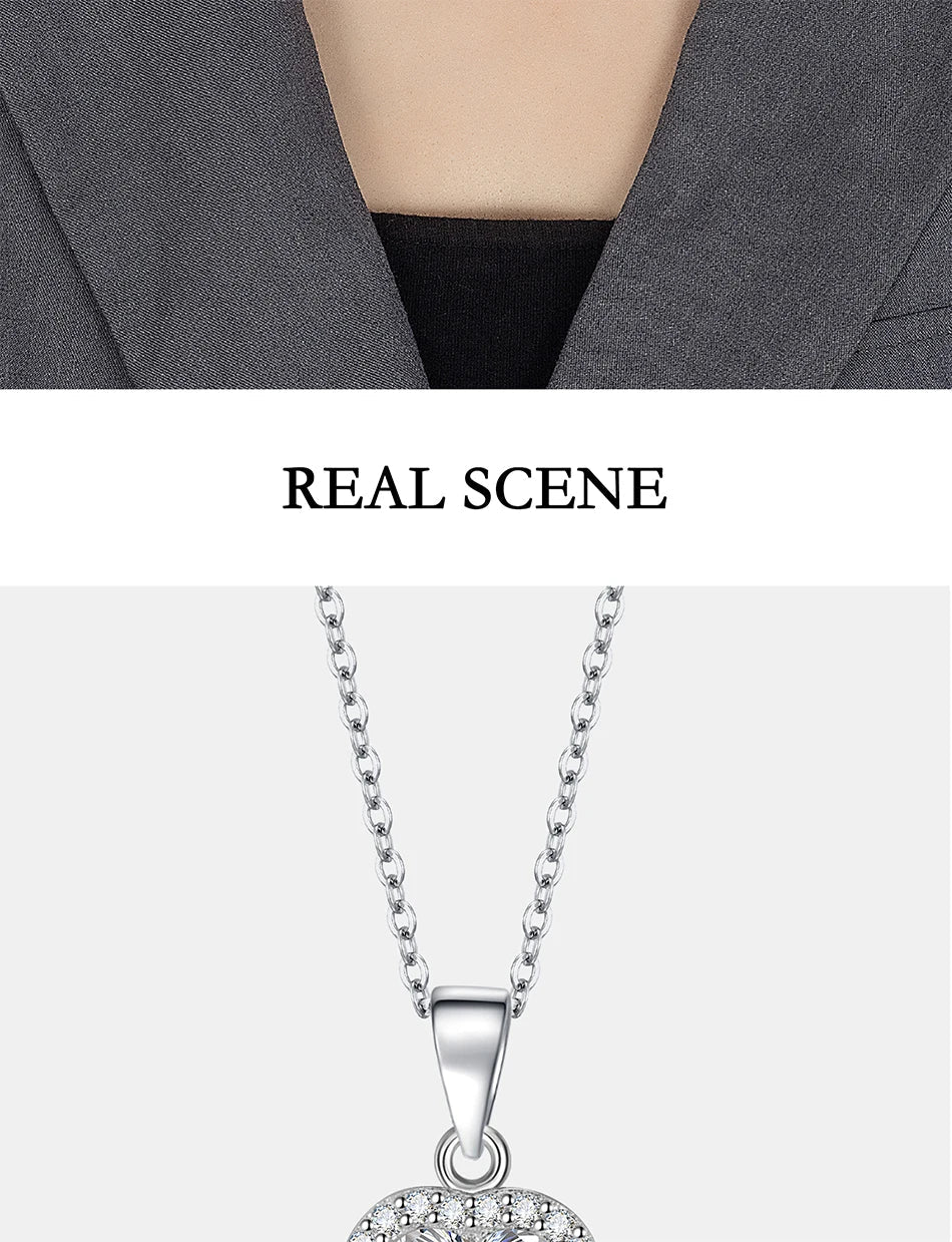 1CT Heart Cut Moissanite Necklace for Women S925 Pure Silver Sparkling Diamond Pendant Fashion Jewelry Party Gift