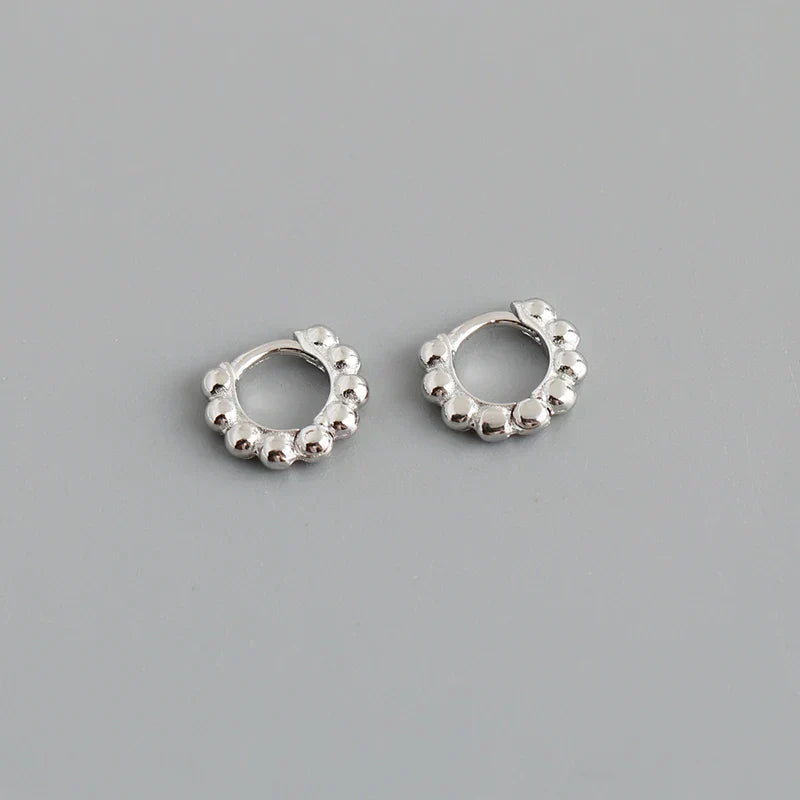 925 Sterling Silver Simple Fashion Glossy Beads Gold Huggies Hoop Earrings for Women Gothic Piercing Jewelry Accessories