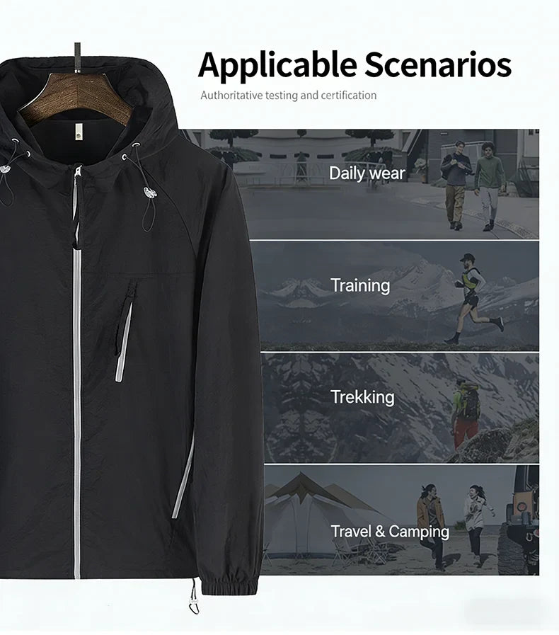 Summer Windbreaker Men Women Lightweight Sun Protection Jacket Unisex Camping Climbing Hiking Outdoor Waterproof Coat