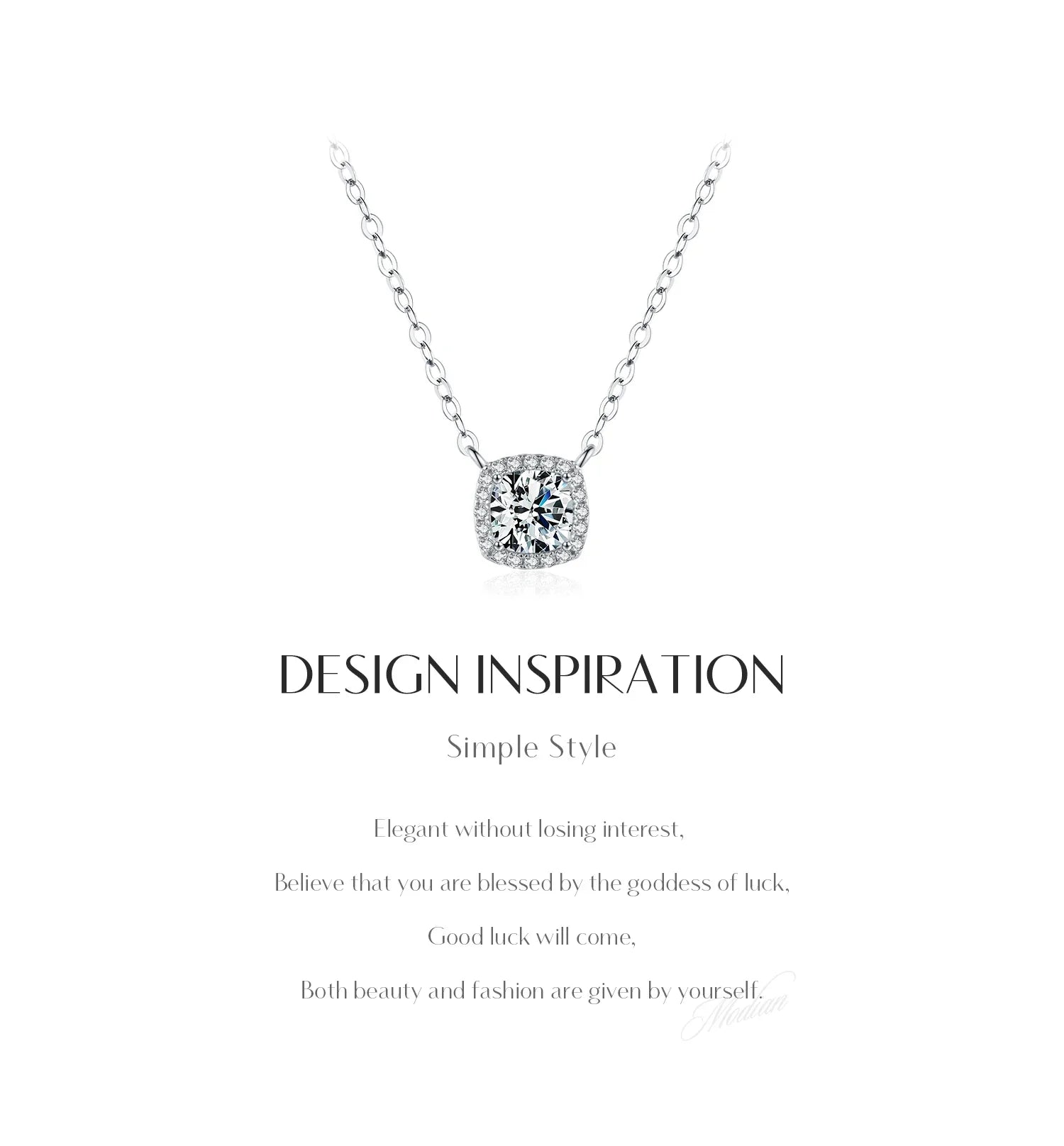 1 Carat Square Cushion Cut Halo Moissanite Pendant Necklace For Women 925 Sterling Silver Dazzling Wedding Bridal Jewelry