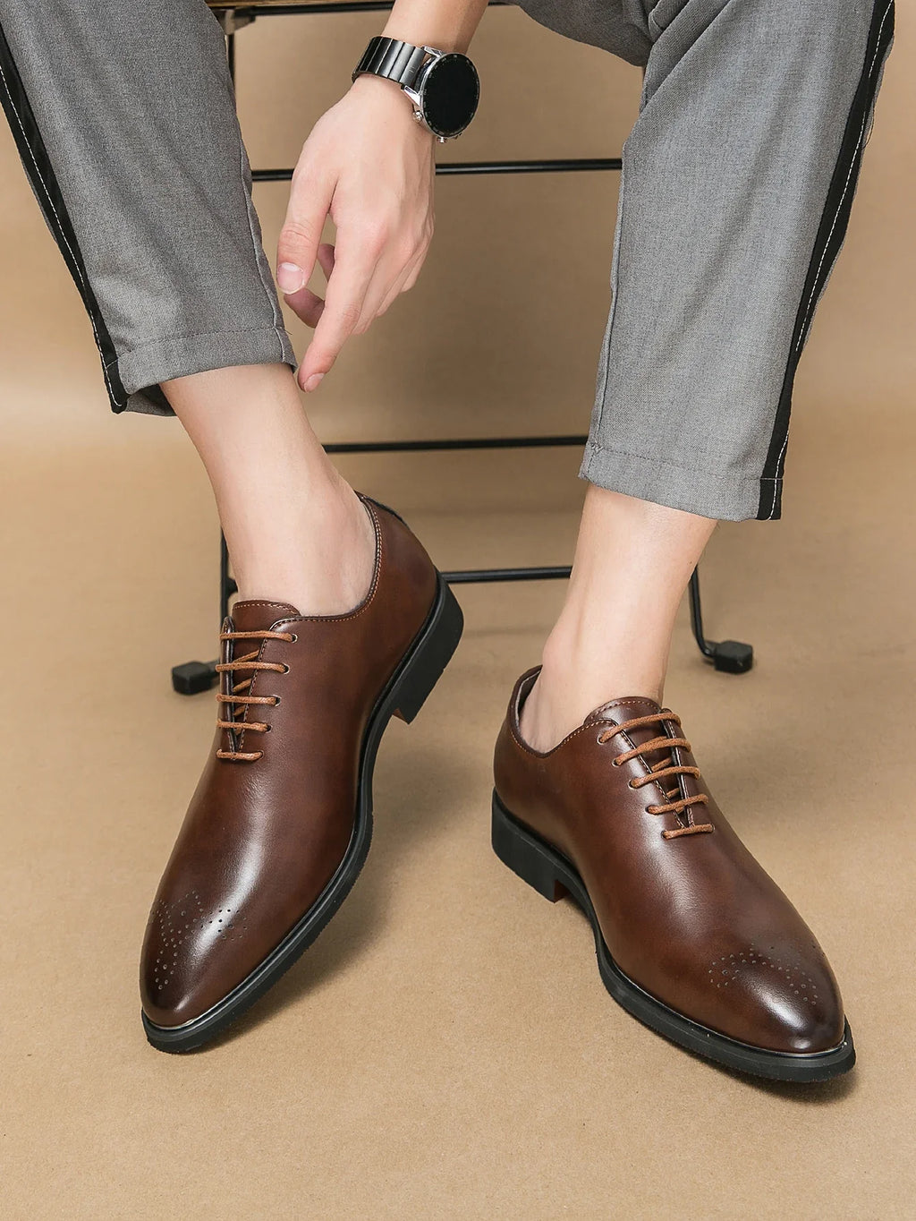 Men's Genuine Leather Dress Shoes Classic Oxford Soft Comfortable Lining Non-Slip Rubber Sole Business Office Formal Occasions