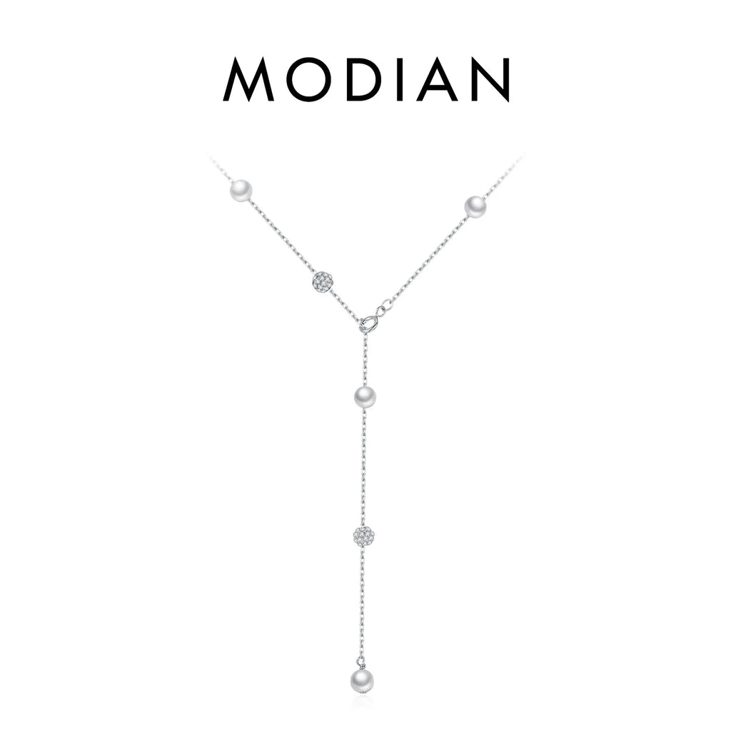 925 Sterling Silver Shambhala Sparkling Zirconia Ball Chain Luxury Shiny Y Shape Necklace For Women Fine Choker Jewelry