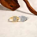 Original DVVS1 Moissanite Rings Rectangular Design forWomen 925 Sterling Silver White Gold Engagement Ring Fine Jewelry