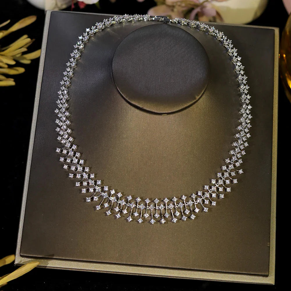Fashion CZ Bride Indian Jewelry Set for Women Water Drop Wedding Design Choker Necklace Girlfriend birthday Gifts X0520