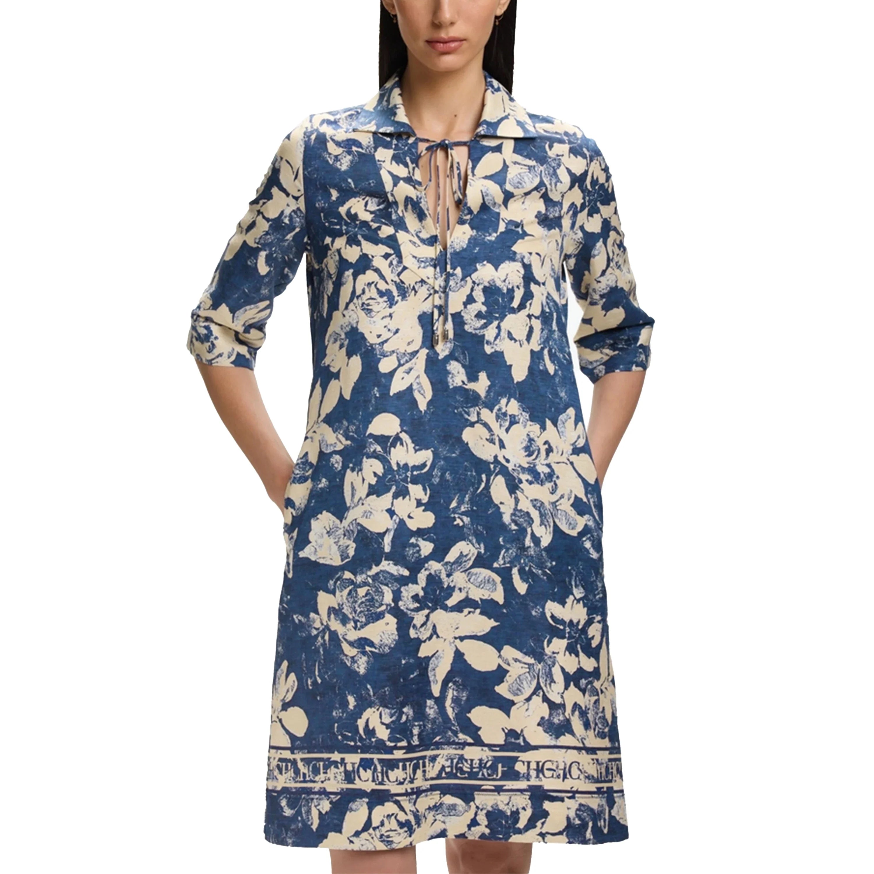 2025 Summer Fashion Women Commuting V Neck Dresses Fashion Midi Printed New Lady Straight Dress