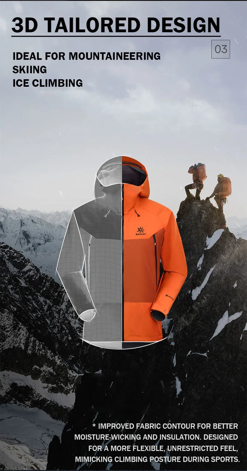 Mont-X Hard Shell Jacket GTX Rainstorm Waterproof Hooded Coats Outdoor Professional Mountaineering Jackets KG2441135