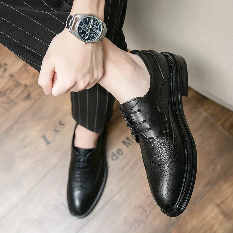 Designer Business Oxfords Formal Wedding Mens Derby Italian Original Crocodile Leather Dress Office Loafers Casual Shoes for Men