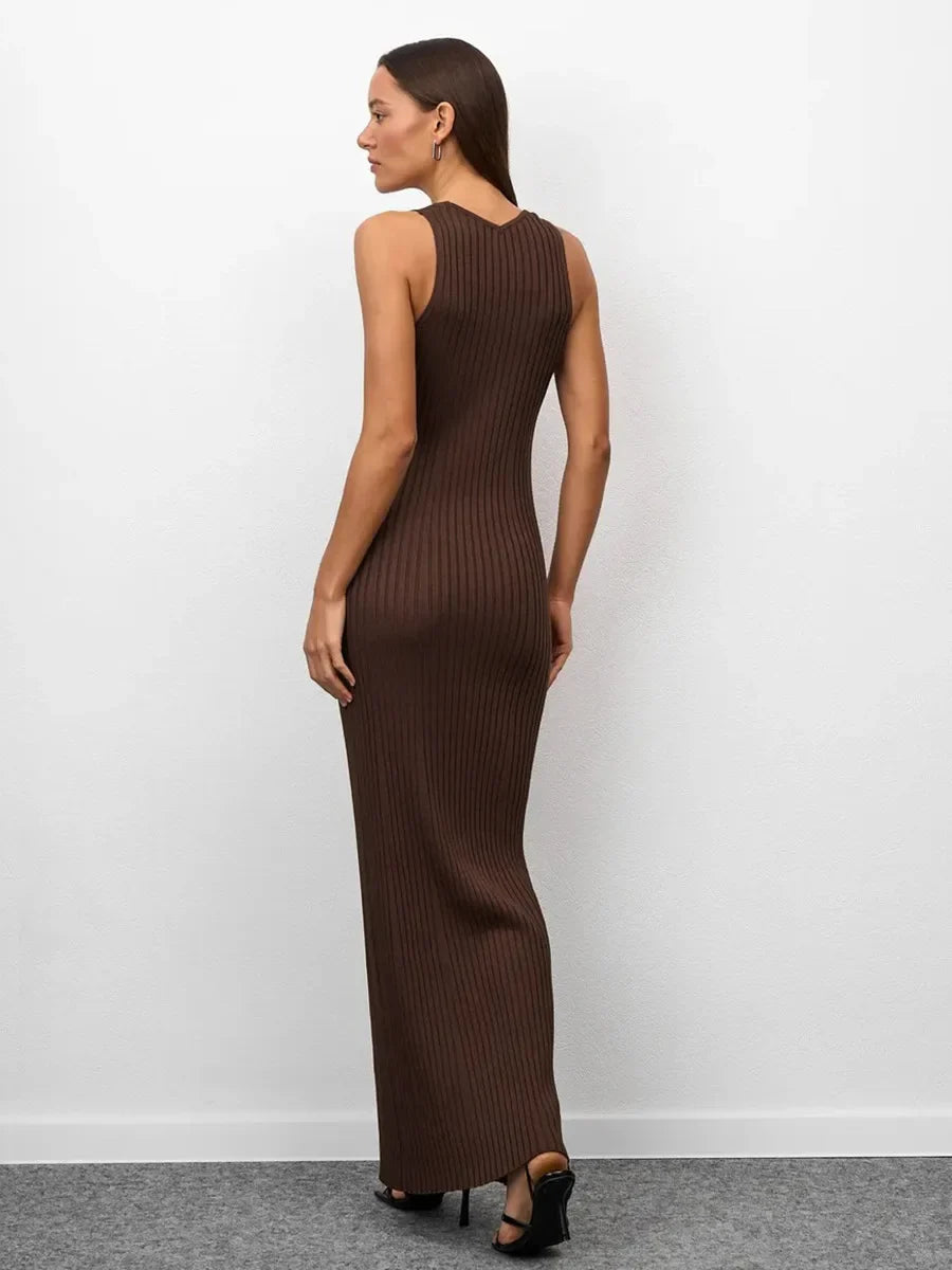 Bornladies Women's Sleeveless Knitted Dress Strap Summer Fashion Wide Shoulder Inner Long Skirt Slim Fit Casual Dresses
