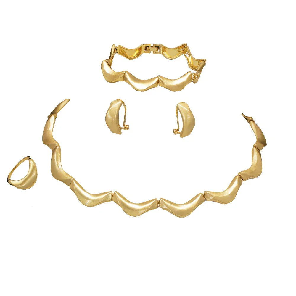Fashion Simple Women Jewelry Set Cloud Shape Choker Necklace Smooth Metal Bracelet Italian Jewellery 2025 Christmas Gift