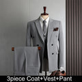 Man Suit Outfit Double-breasted Blazer Men V-neck Vest Straight-leg Pant Male Slim Business Wedding Three-piece Set