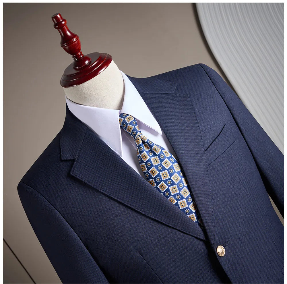 High-end men's wedding party casual suit set - a stylish and fashionable two-piece set for business and casual wear.