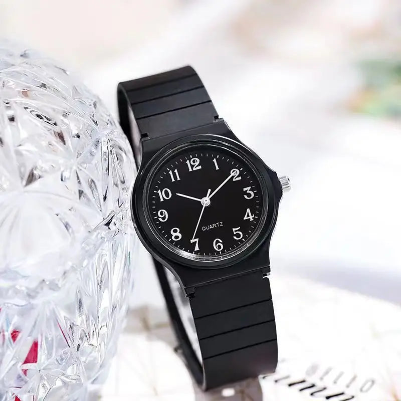 Exam Watch Silicone Strap Simple Women Watch Student Ladies Quartz Wristwatch Waterproof Round Small Dial for Women