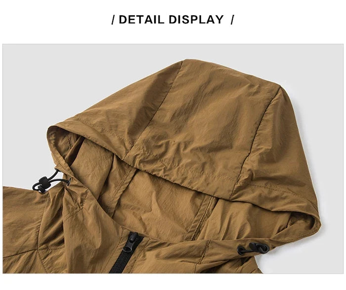 Jacket Men'S Summer Foldable Storage Top Simple Casual Style Hooded Couple