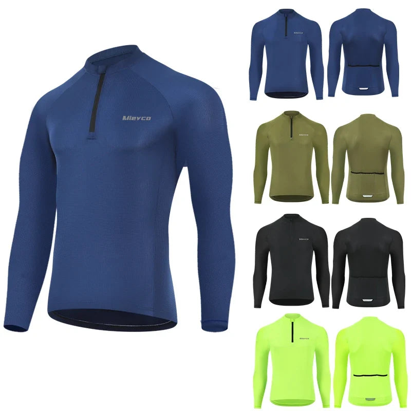 Men Cycling Jersey Long Sleeve Mountain Bike Shirt Three Pocket safty Reflective Cycling Jacket Sportswear Camisetas De Hombre