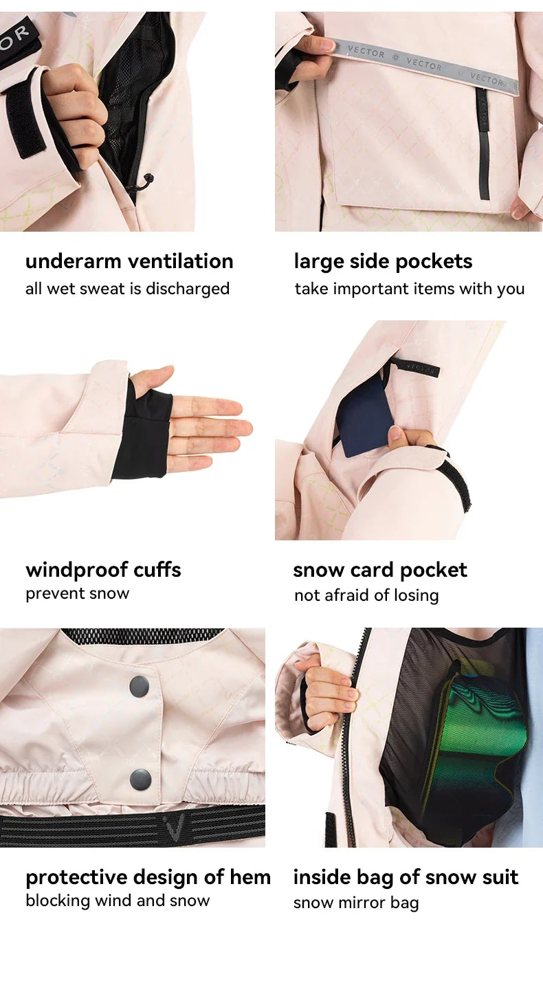 Brand Men Women Ski Jacket Winter Warm Windproof Waterproof Ski Suit Outdoor Sports Snowboard Coat Splicing double plate