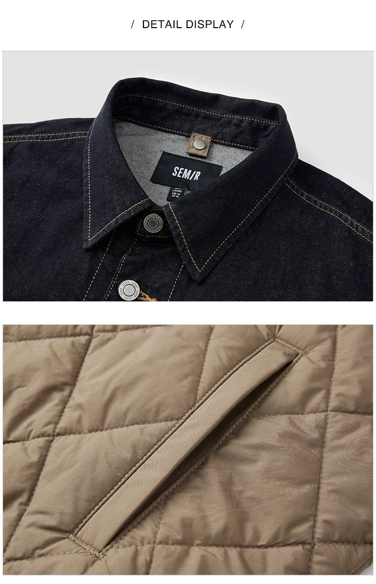 Cotton Coat Men Two-Piece Denim Thin Waterproof Oversize 2025 Winter Man Clothing Warm Outerwear