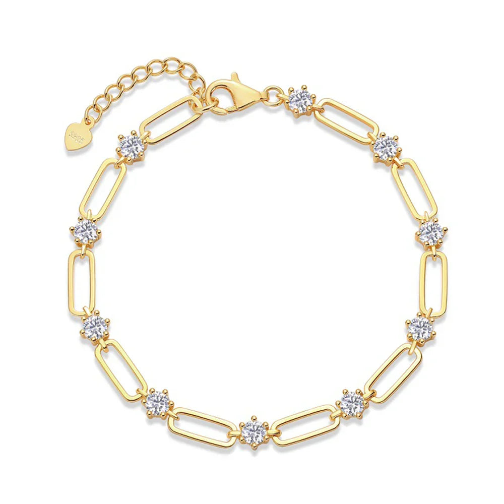 4mm Moissanite Bracelet For Women 18K Gold Plated 925 Silver D Color Lab Created Diamond Bracelet Anniversary Gift