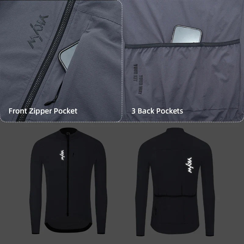 Men's Cycling Jacket 10-20°C Waterproof Windproof Bicycle Windbreaker Warmth Fleece Road Bike Jacket Cycling Clothing