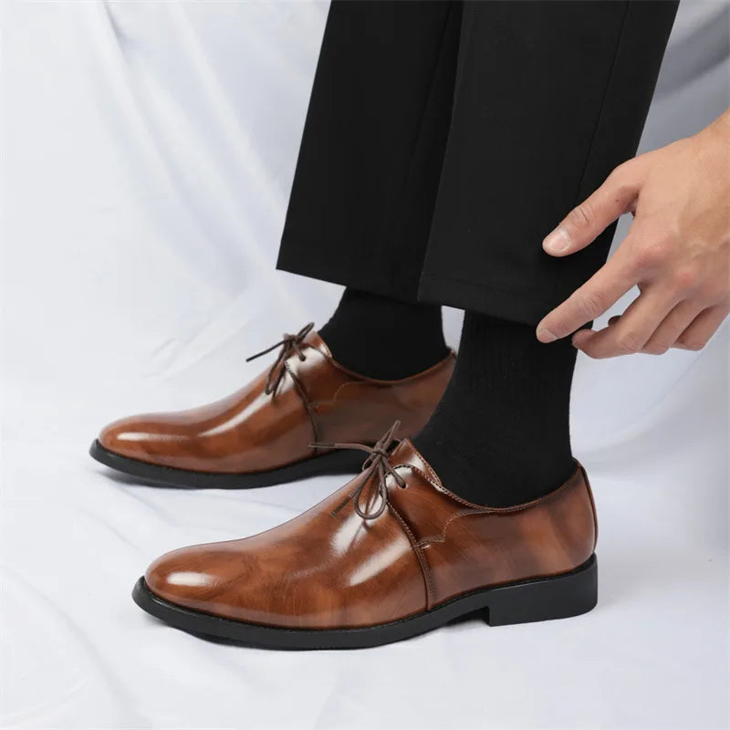 Men’s Fashion Formal Dress Shoes – Classic Lace-Up Office & Wedding Footwear (Black, Brown)