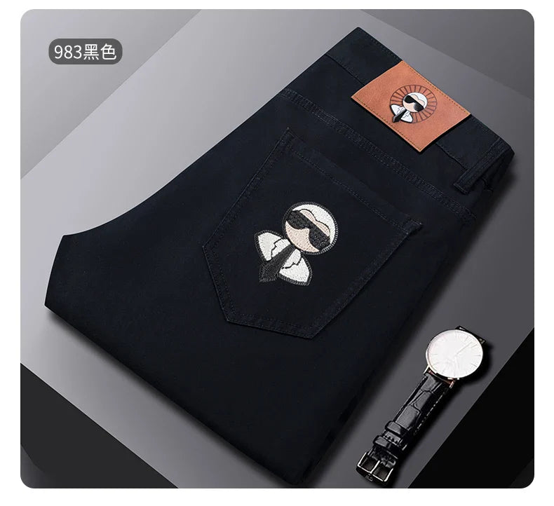 Fashion Men Jeans Stretch Straight Leg Casual Slim Fit Denim Pants Male Brand Luxury Design Business Classic Trousers