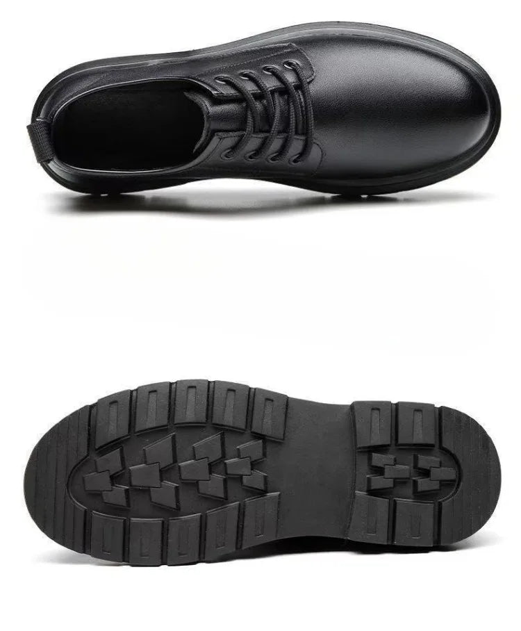 2026 Men's Leather Shoes Breathable Perforated Odor Free Business British Style Office Soft Sole Wear Resistant Casual Footwear