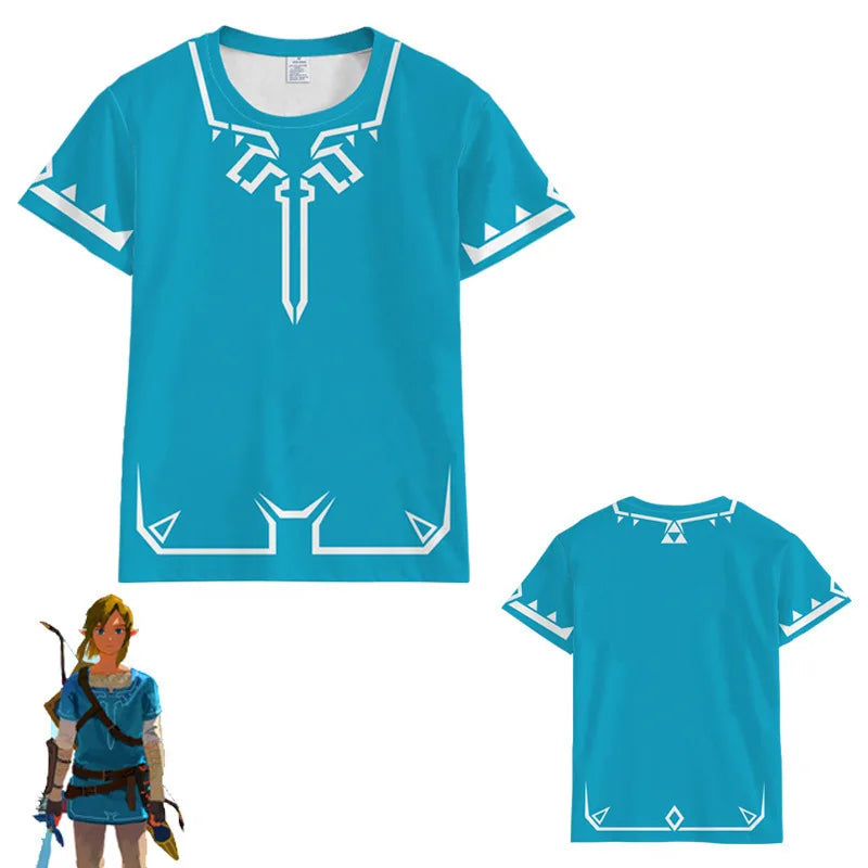 تيشيرت Zelda Tears of The Kingdom بتصميم أنمي كرتوني بأكمام قصيرة، زي تنكري لحفلة التخرج، إكسسوارات للرجال، ملابس فضفاضة مسامية، قمصان علوية، هدية