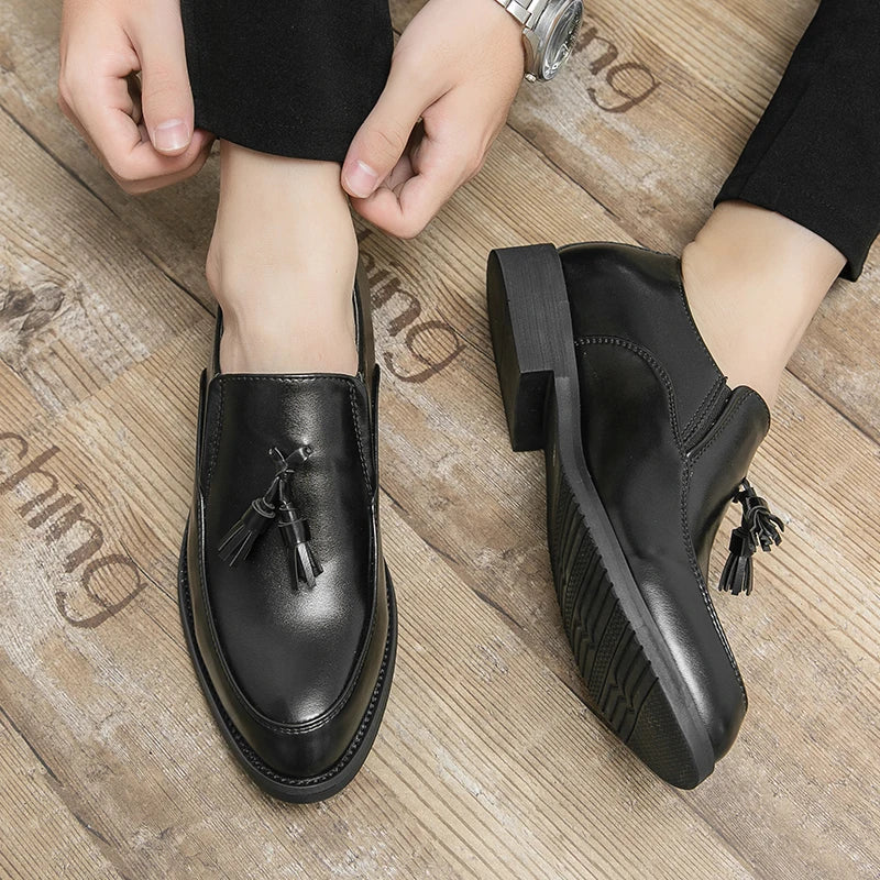Luxury Designer Mens Business Formal Leather Dress Black Brand Casual Shoes Wedding for Men Office Luxury Flats Footwear Loafers