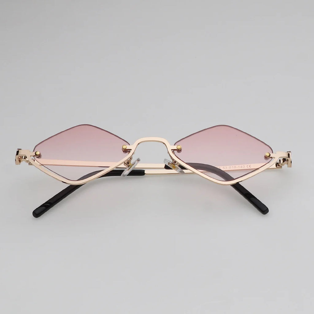 Fashion Small Polygonal Sunglasses Women Luxury Brand Metal Half Frame Sun Glasses Ladies Hipster sexy Cat Eye Shades Vintage