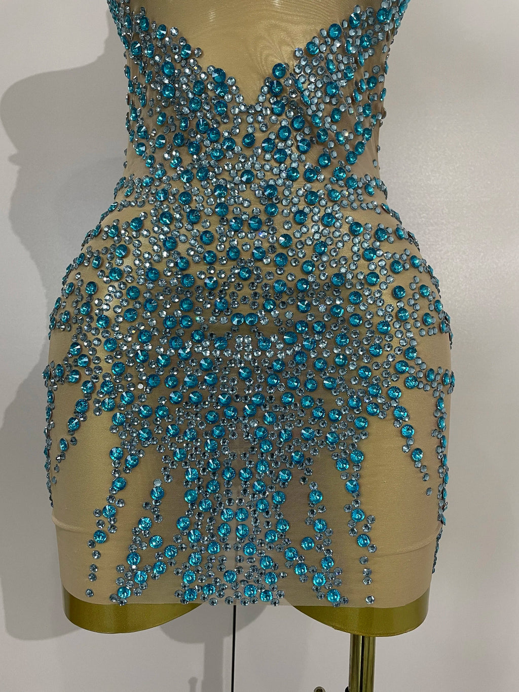 Sparkly Rhinestones Sexy Mesh See Through Dress Party Evening Prom Celebrate Birthday Dress Singer Dancer Show Stage Wear