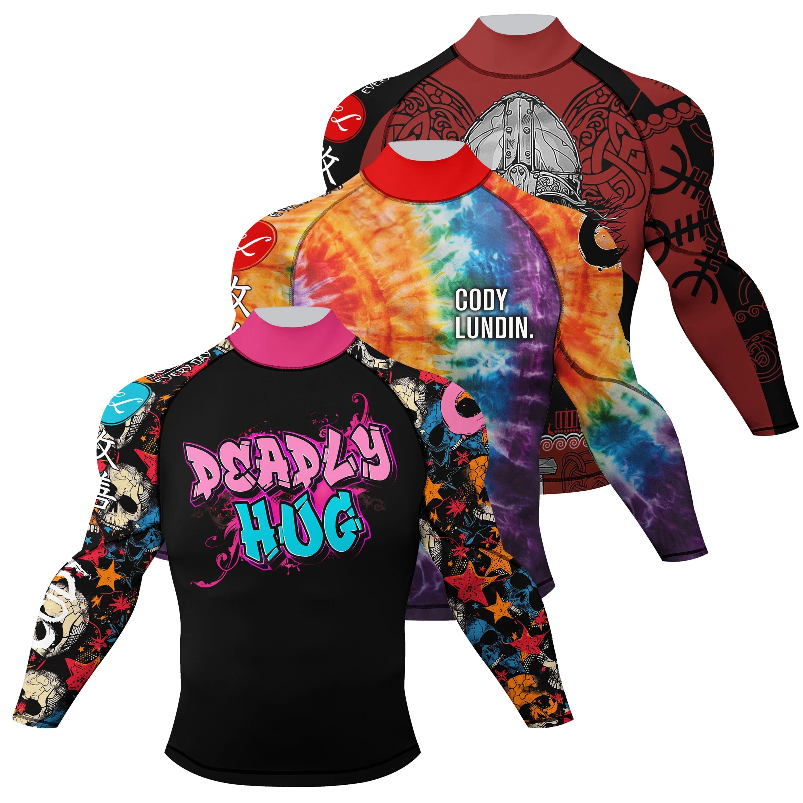 Cody Lundin Mock Neck Men Compression Long Sleeve Fitness Shirt Grappling Boxing Jersey, MMA Jitsu BJJ Rash Guard With Anti Slip