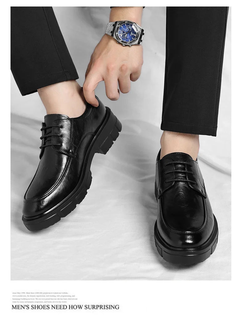 Men Dress Elevator Shoes Platform Breathable Lift Casual Business Luxury Genuine Leather Heightening Shoes5/8/10CM Taller Male