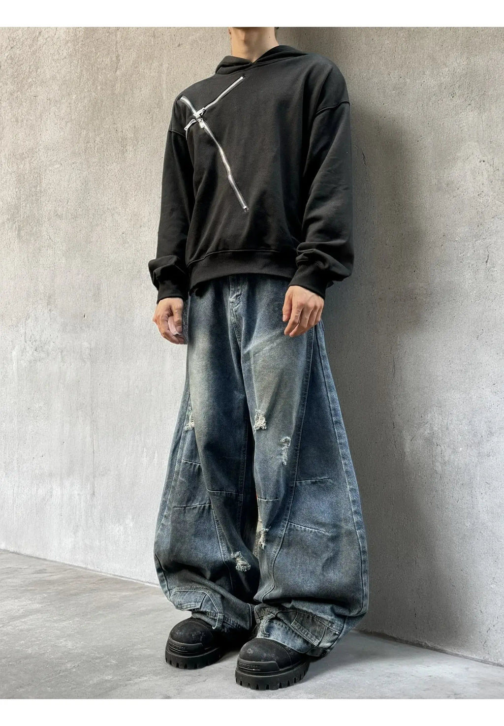 Autumn New Men's 98% Cotton Jeans American Y2k Streetwear Hole Patchwork Design Denim Pants Youth Straight Baggy Stretch Jeans