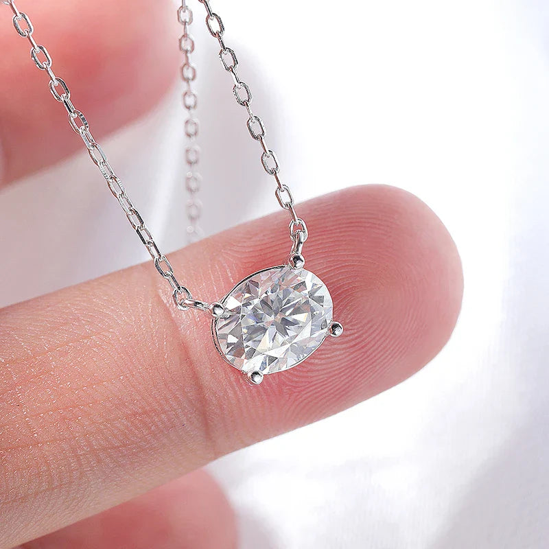 14K Plated 1-3CT Moissanite Necklaces Pendant Women Girls Birthday Gift Chain Lab Diamond Jewelry 925 Sterling Silver GRA