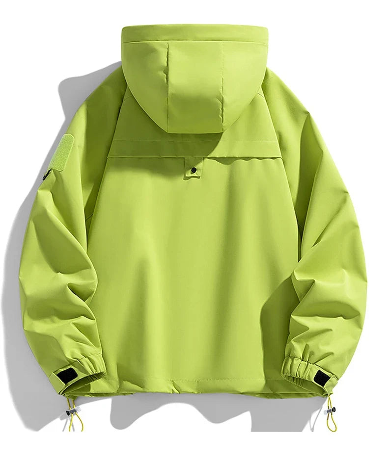 Windbreakers Men Hooded Jacket Zipper Coat Cargo Waterproof Black Bomber Camping Loose Thin Softshell Hooded Hiking Jacket