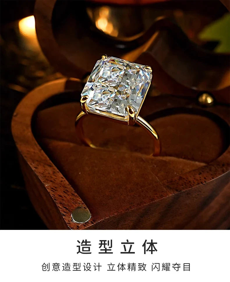 Ring 925 Silver Sparkling 12ct Redion Crushed Ice Cutting Cultivate High Carbon Diamond Simple Style European and American