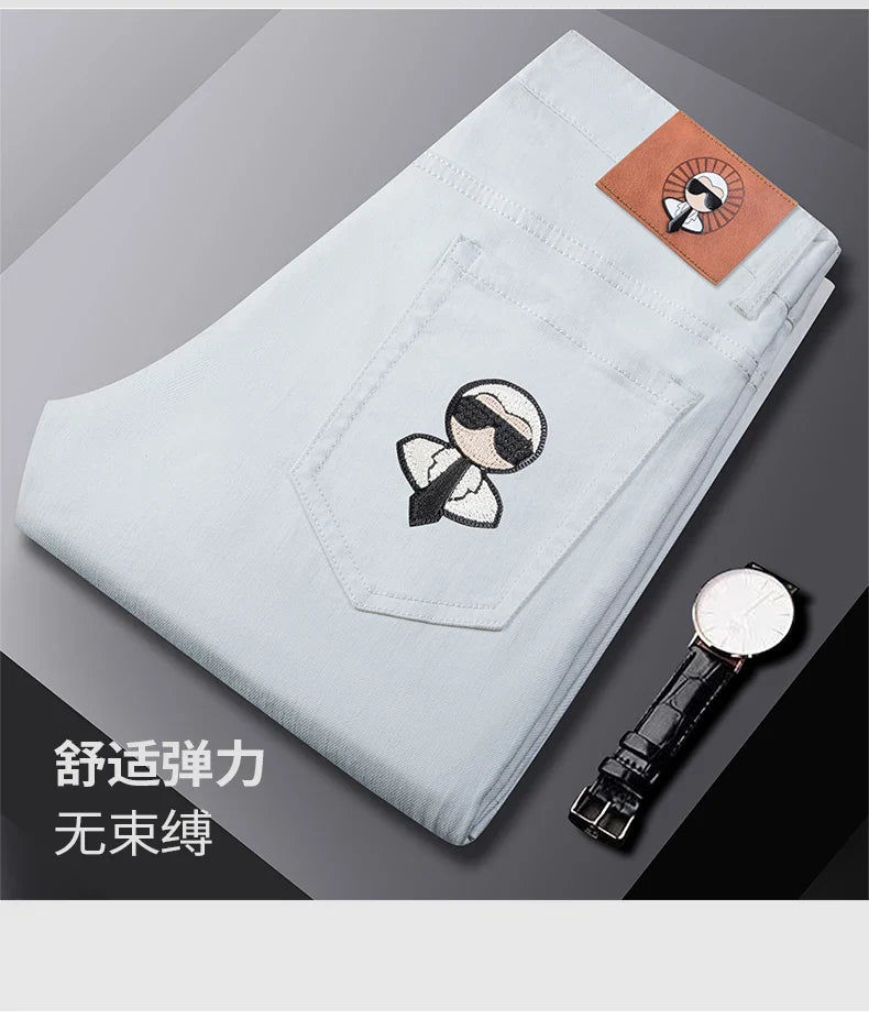 Fashion Men Jeans Stretch Straight Leg Casual Slim Fit Denim Pants Male Brand Luxury Design Business Classic Trousers