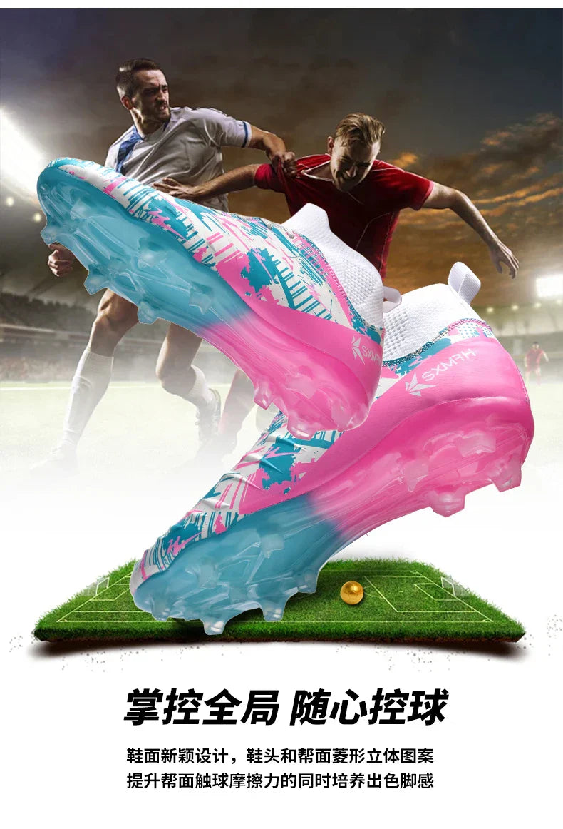 Genuine Double Star Men's High-Top AG Long Stud Football Boots, Professional Match & Training Shoes for Teenagers and Adults