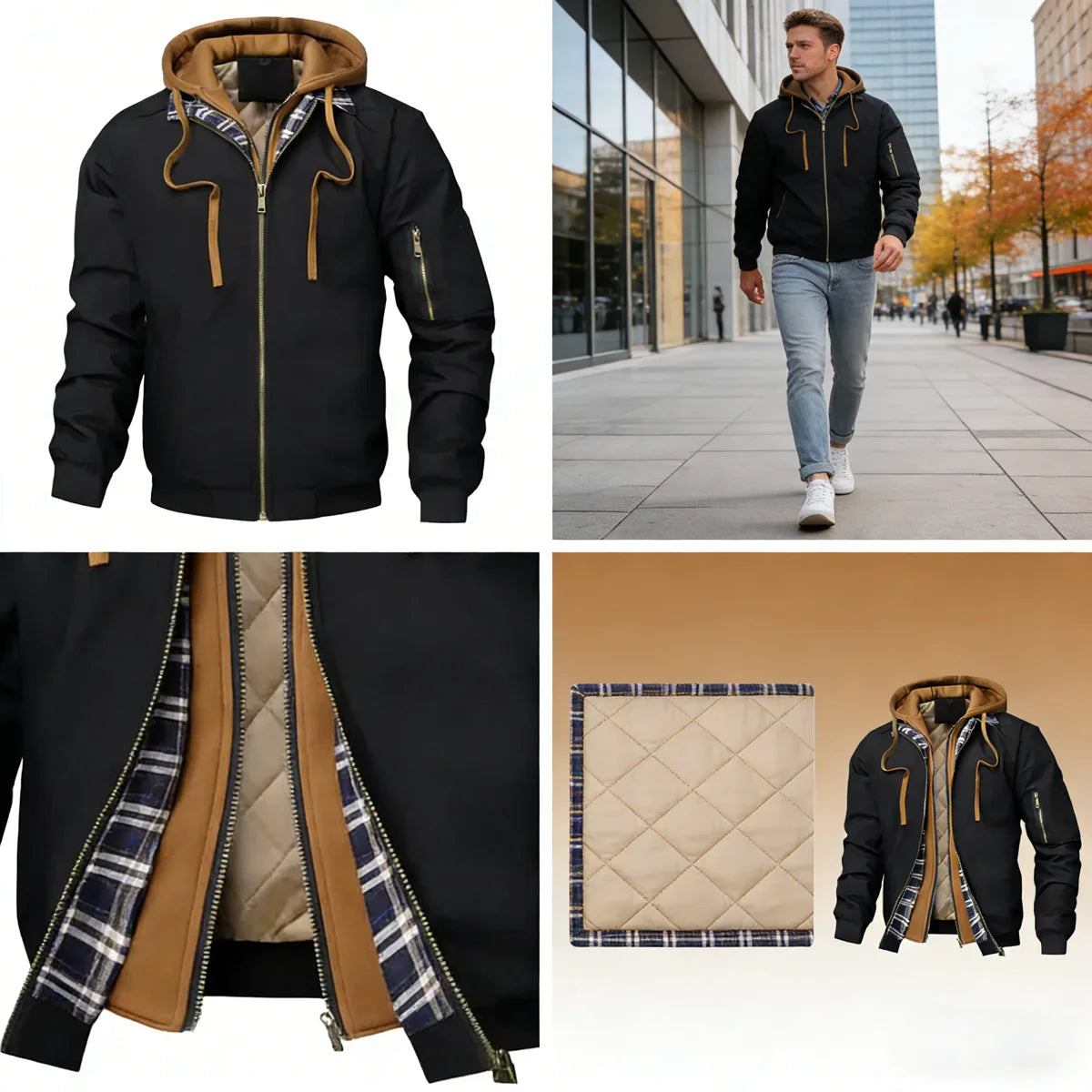 Autumn Winter Men's Warm Bomber Jacket Outdoor Man Thick Windbreaker Hiking Hooded Coats Men Thermal Sports Zipper Parkas Jacket