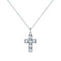 925 Sterling Silver Sweet Cool Cross Link Chain Necklace Emerald Cut CZ Pendant Necklace For Women Fine Jewelry Gift