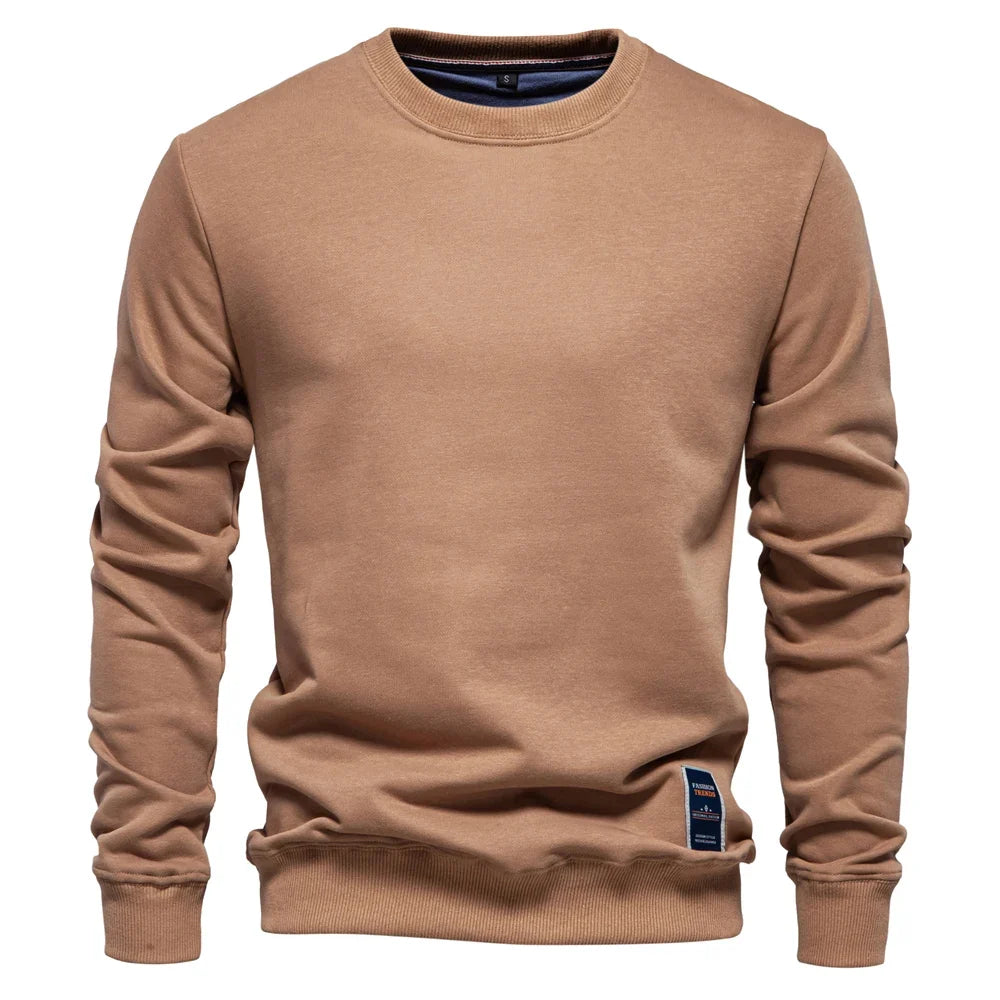Cotton-blend Mens Crew Neck Solid Color Sweatshirts Pullover Casual Sport Sweatshirt for Men
