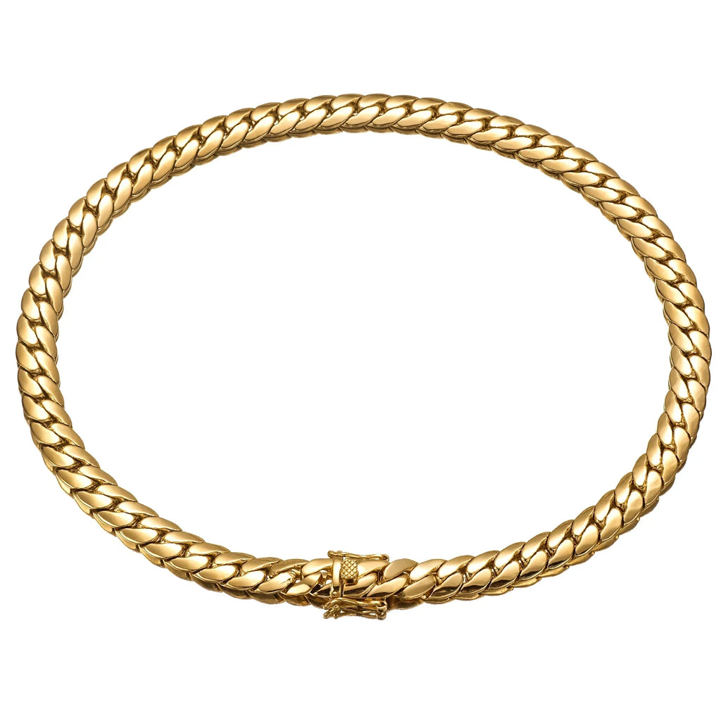 Hip Hop Bling Gold Cuban Link Chain Necklace For Men, Rapper Style Tank Chain Jewelry, Trendy Whip Chain Necklace