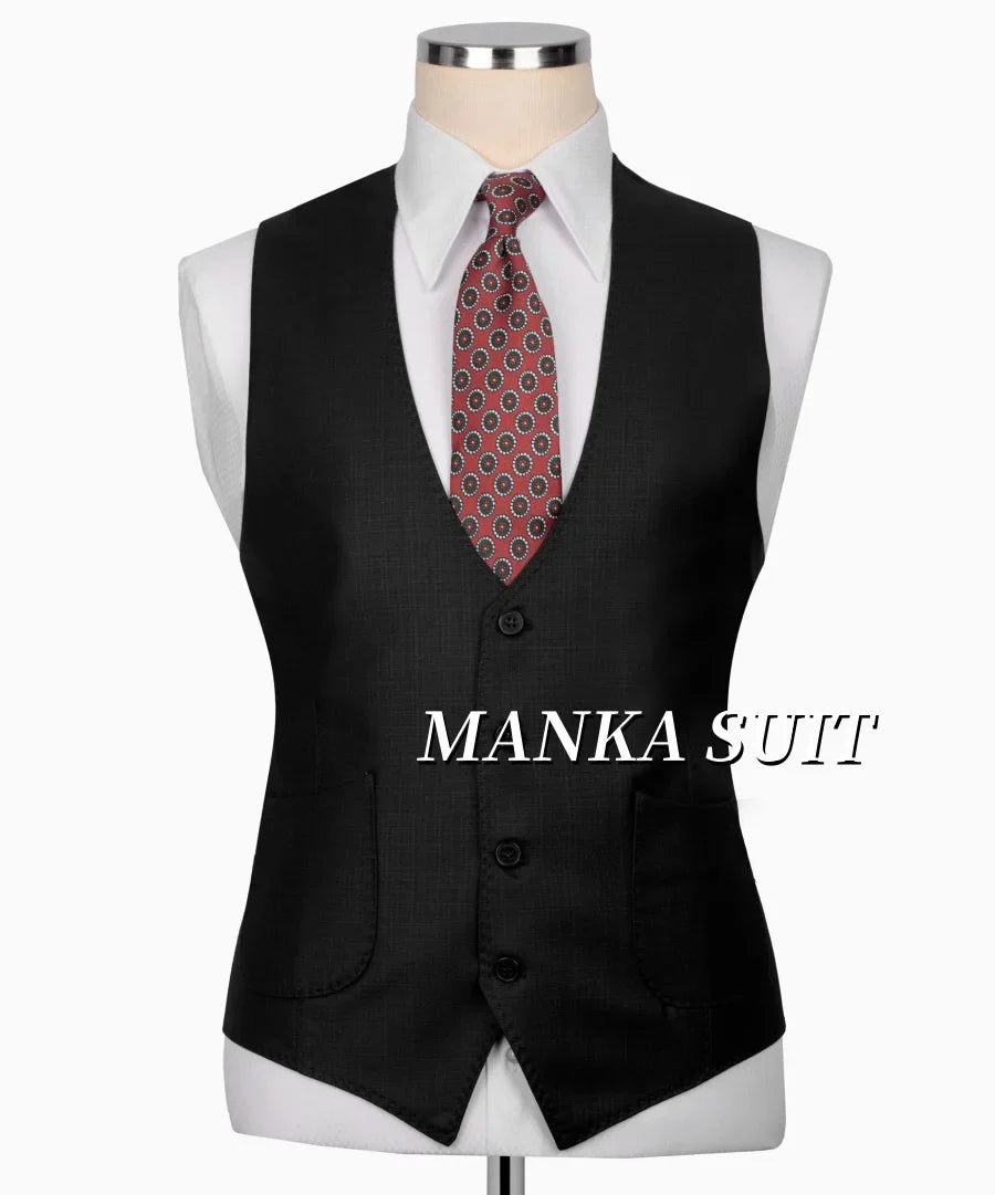 Notch Lapel Single Breasted Full Men's Suits  Smart Casual Business Office Wedding  3pcs Blazer Vest Pants Customized Men's Set