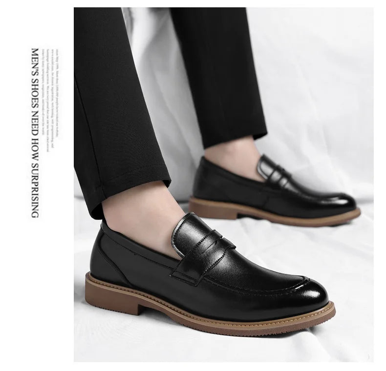 British Style Business Casual Shoes for Man Spring Autumn New Designer Leather Shoes Male Solid Color Men's Dress Elegant Shoe