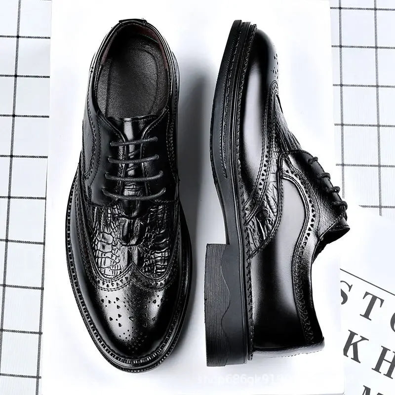 Fashionable Leather Shoes for Men Wedding Groom Formal Business Casual Shoes Comfortable Versatile New Style Rubber Sole