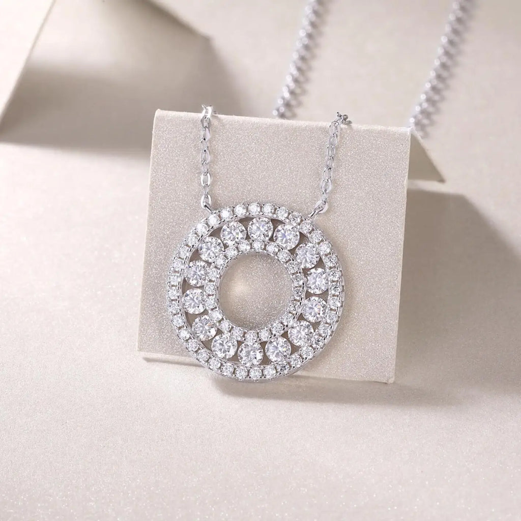 Full Moissanite Pendant Necklace 925 Sterling Silver 18k Gold Plated Diamond Clavicle Chain for Women Wedding Jewelry collares
