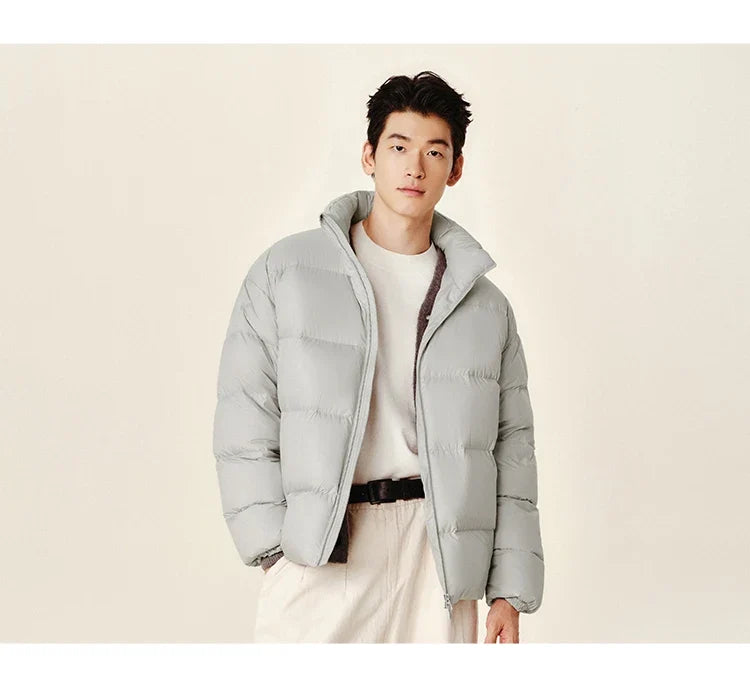 Down Jacket Men Winter Three-proof Windproof Waterproof Stain Resistant Thick Stand Collar Puffer Coat Lightweight Warm