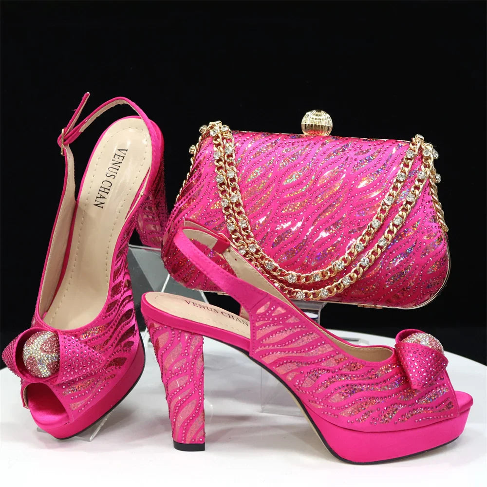 Italian Shoes And Bag Sets For Evening Party With Stones
